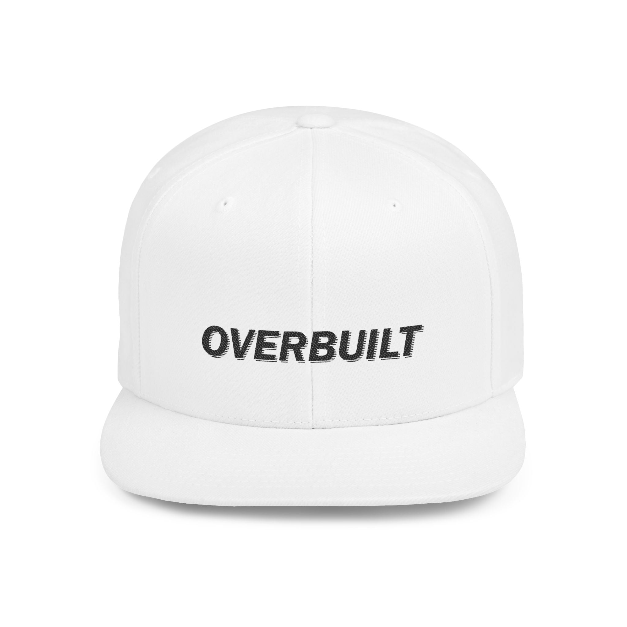 Overbuilt Flat Bill Snapback Hat — Minimal Embroidered Streetwear Cap