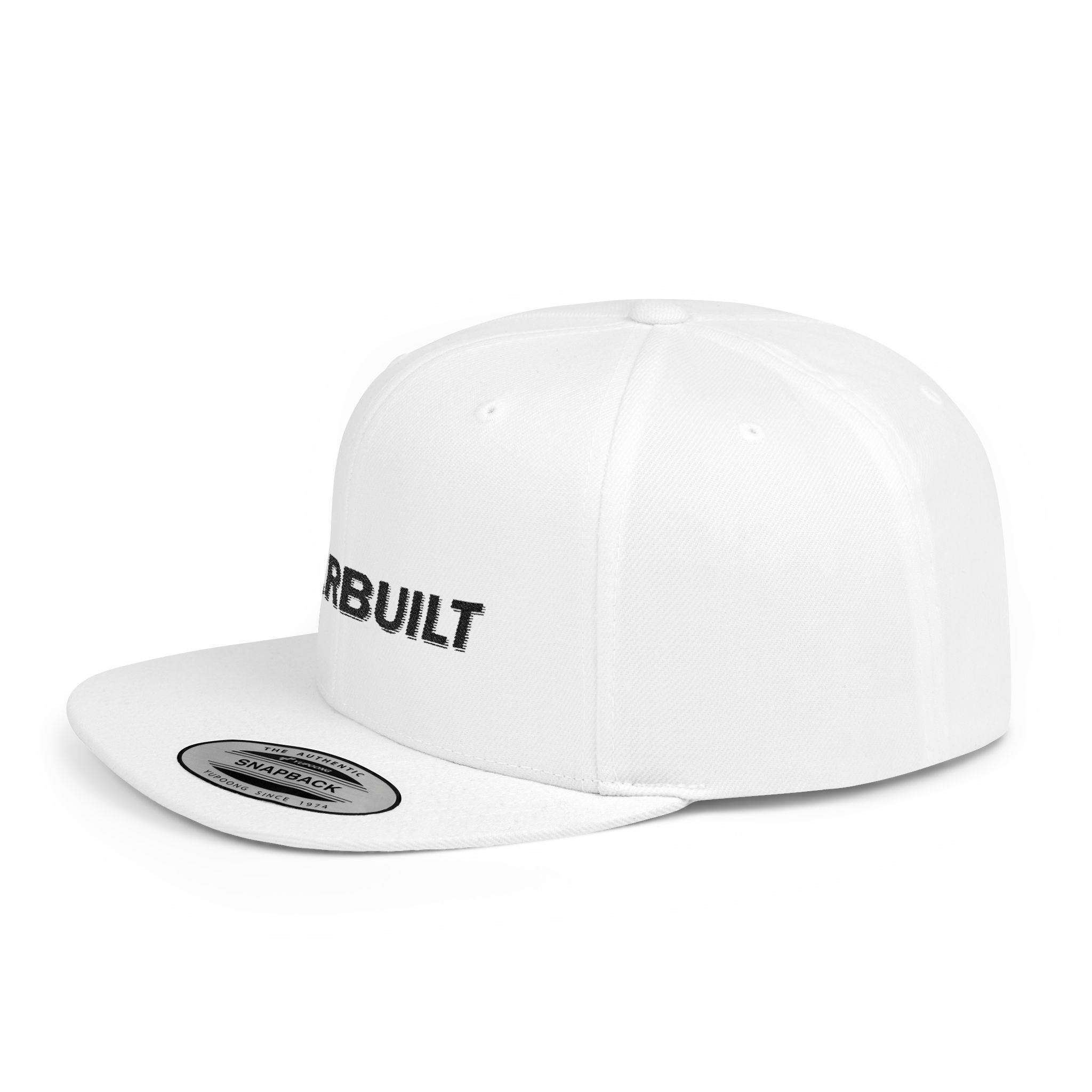 Overbuilt Flat Bill Snapback Hat — Minimal Embroidered Streetwear Cap