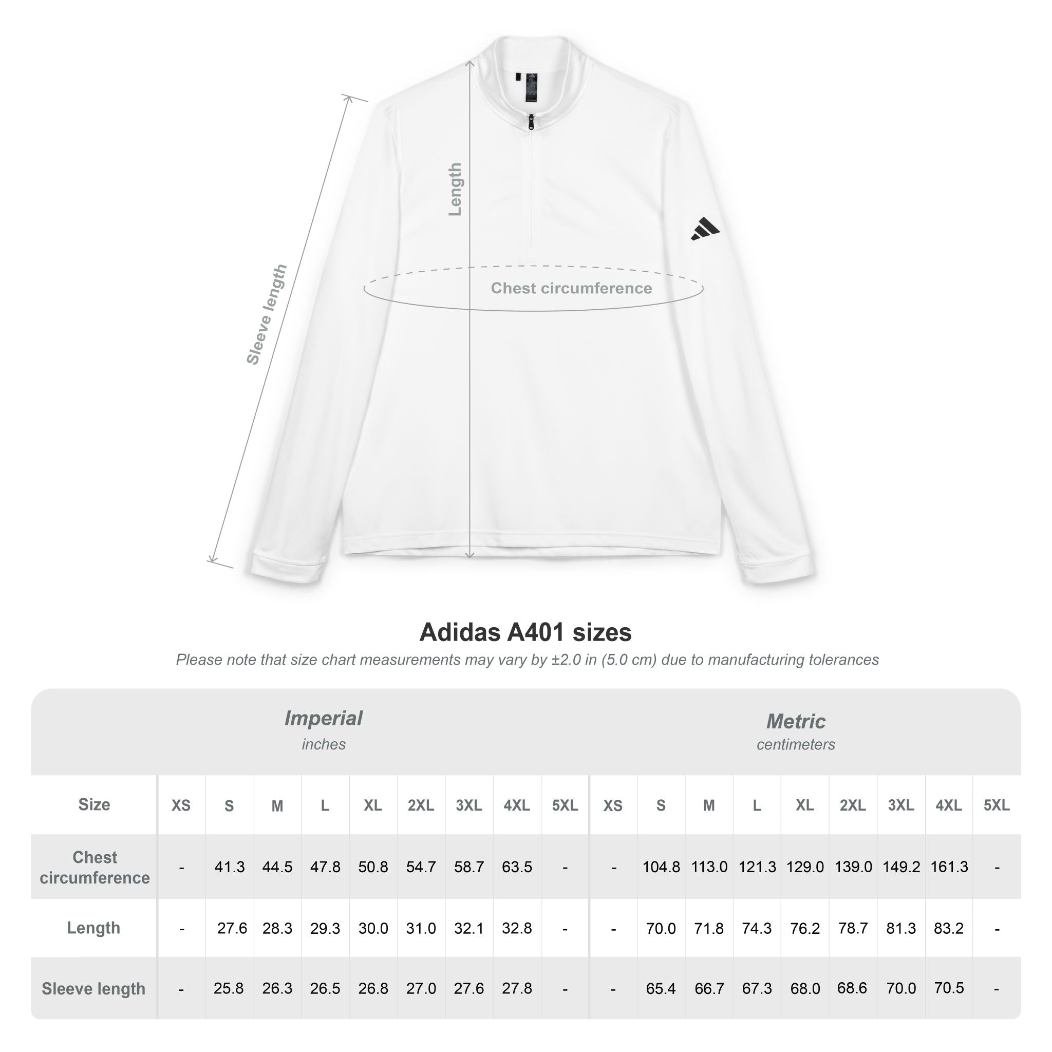 Overbuilt GT3RS / OB1:1 Embroidered adidas Quarter‑Zip Pullover — White Performance Top with Chest Logo