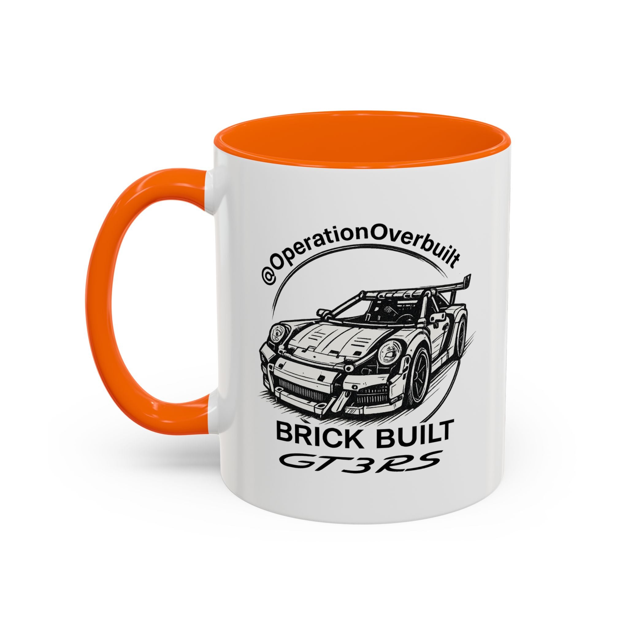 Operation Overbuilt Porsche 911 GT3 RS Car Mug — Racing Sketch Accent Coffee Cup